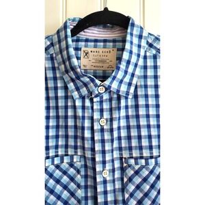 Marc‎ Ecko Cut & Sew Mens Medium Blue Plaid Long Sleeve Button Down Shirt
